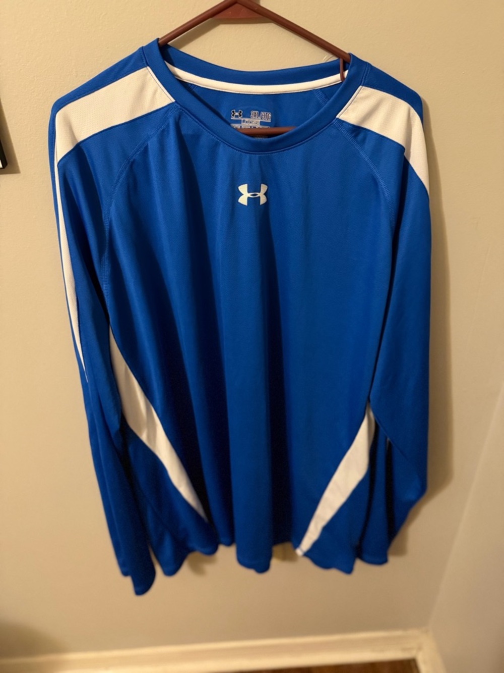 Under Armour Blue Performance Long Sleeve Shirt with White Logo